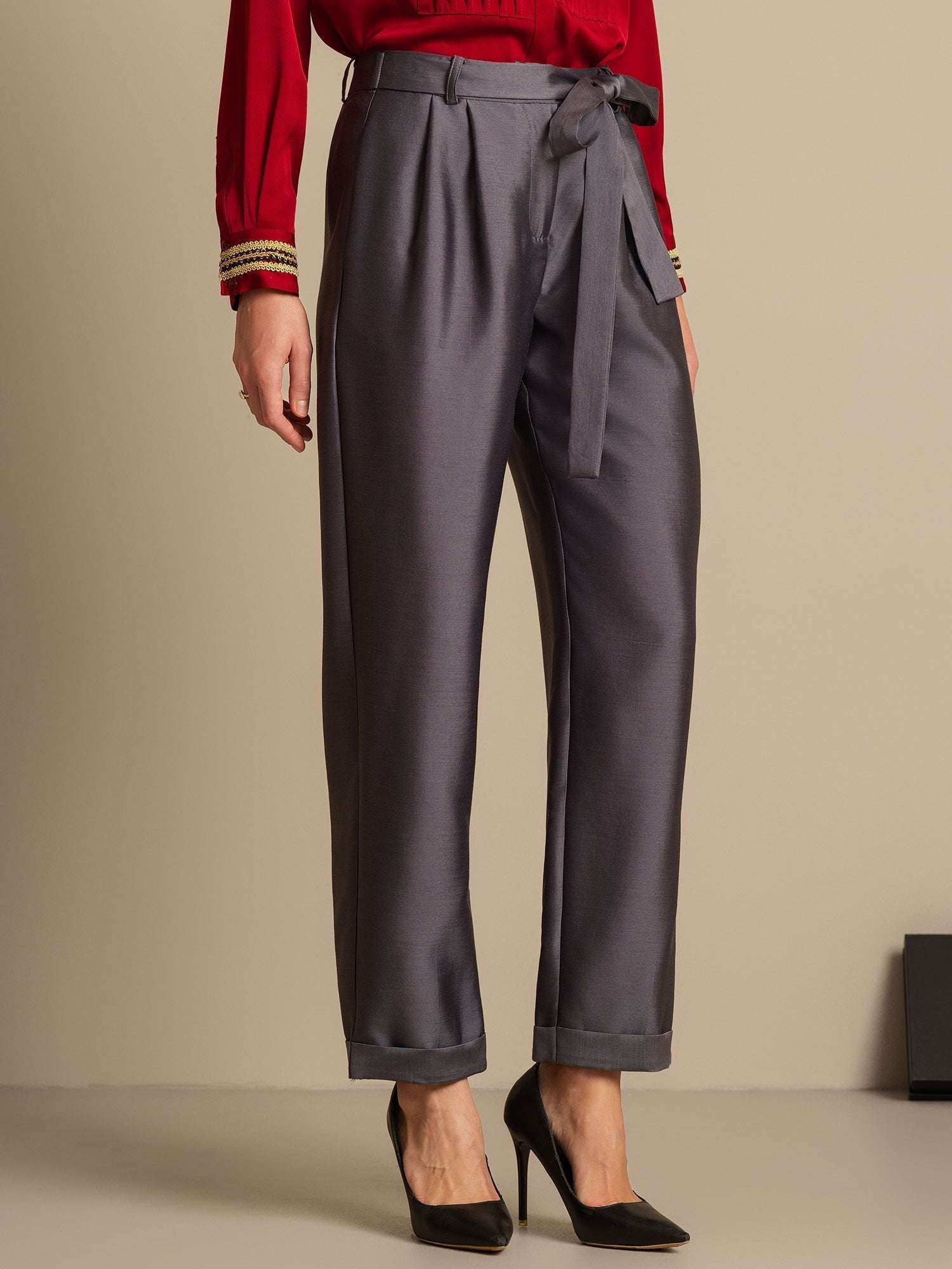 [Gray] SilkSilky  32Momme Silk Womens Pants 003,