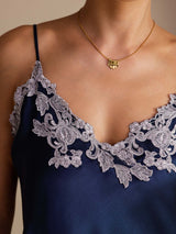 [Dark Blue] SilkSilky Spaghetti Strap V Neck Camisole Top 005