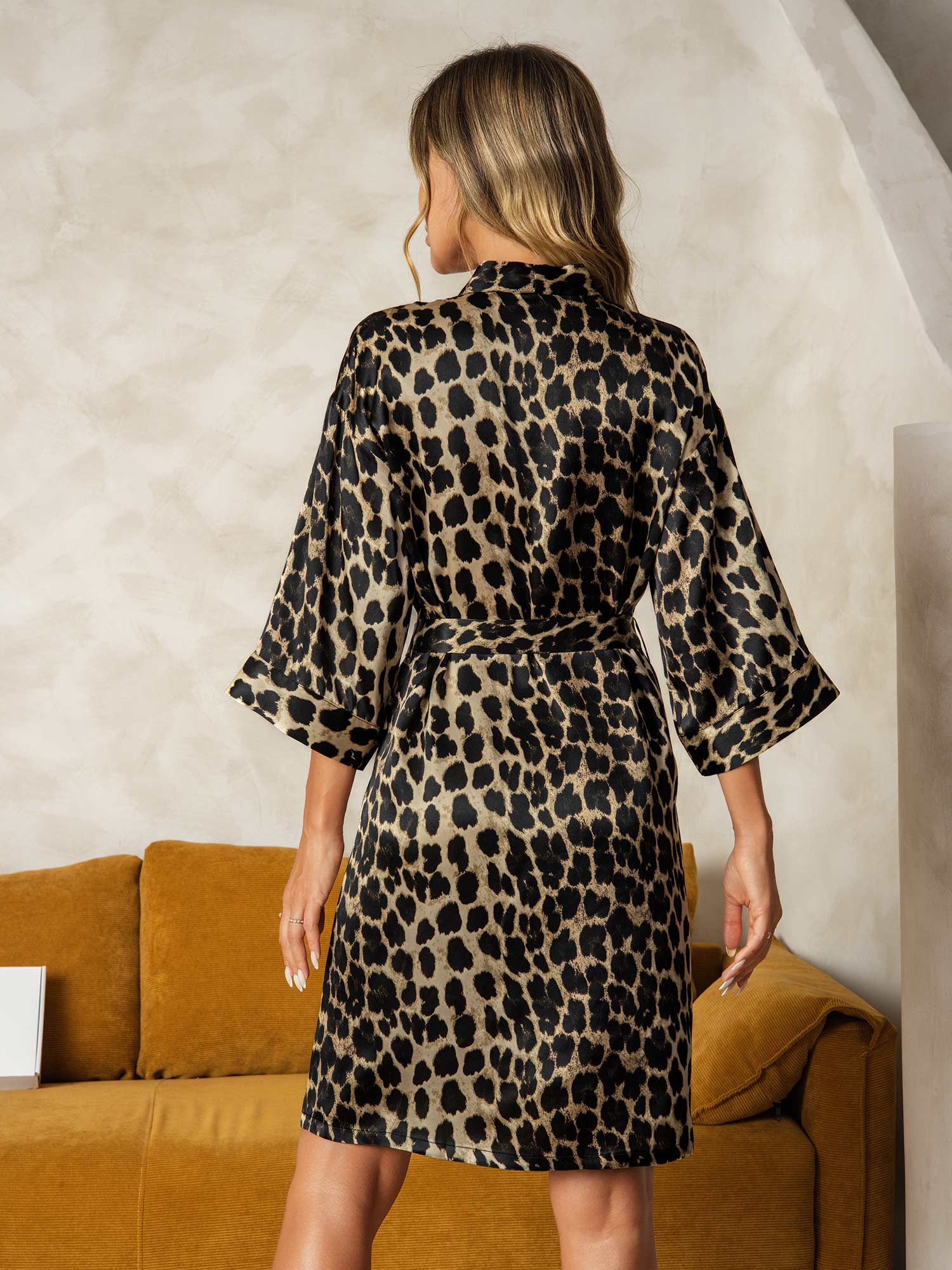 [Leopard] SilkSilky  Pure Silk Womens Robe 002