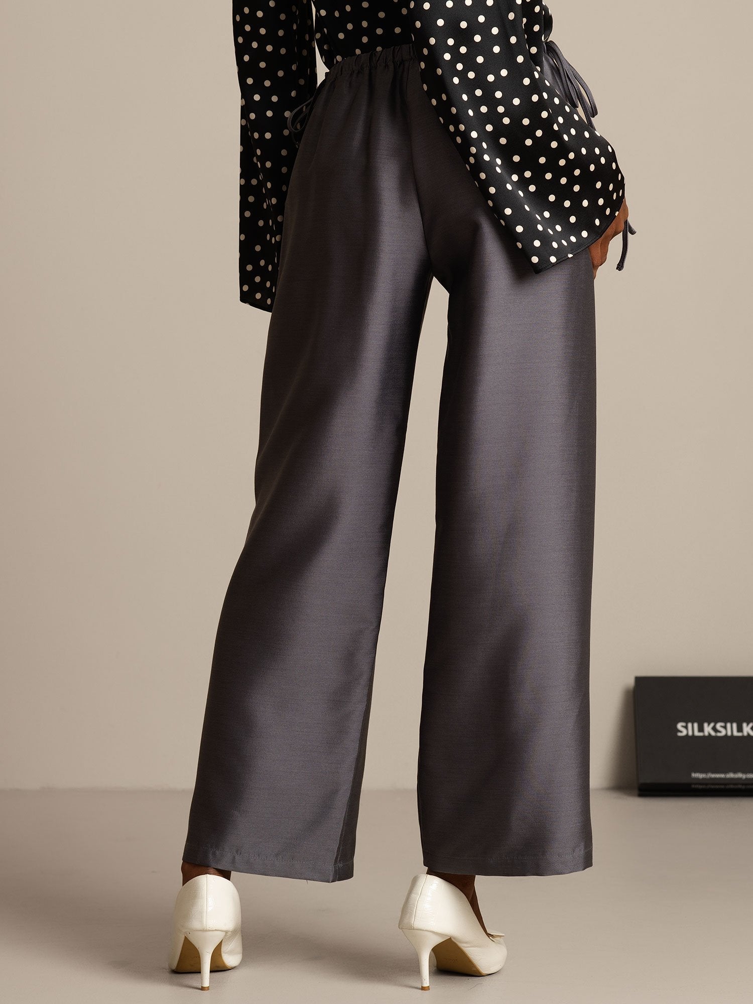 [Gray] SilkSilky  32Momme Silk Womens Pants 002,