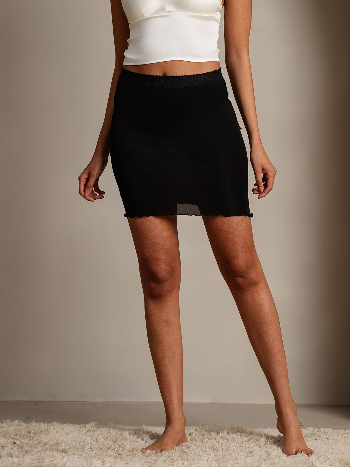 SilkSilky Silk Blend Skirt Black 001