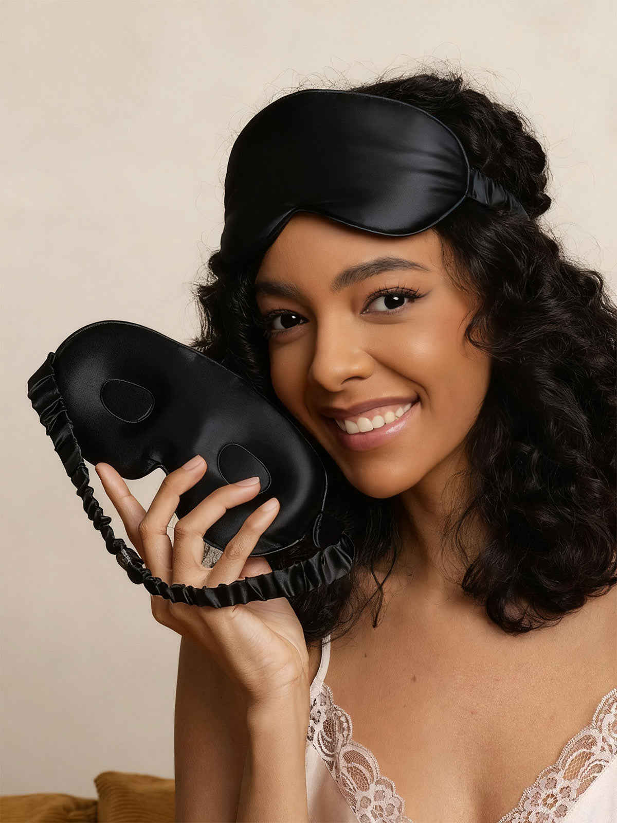[Black] SilkSilky  Pure Silk Eye Mask 003