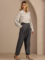 [Sage Blossom] SilkSilky Long Sleeve Lapel Collar Blouse 007