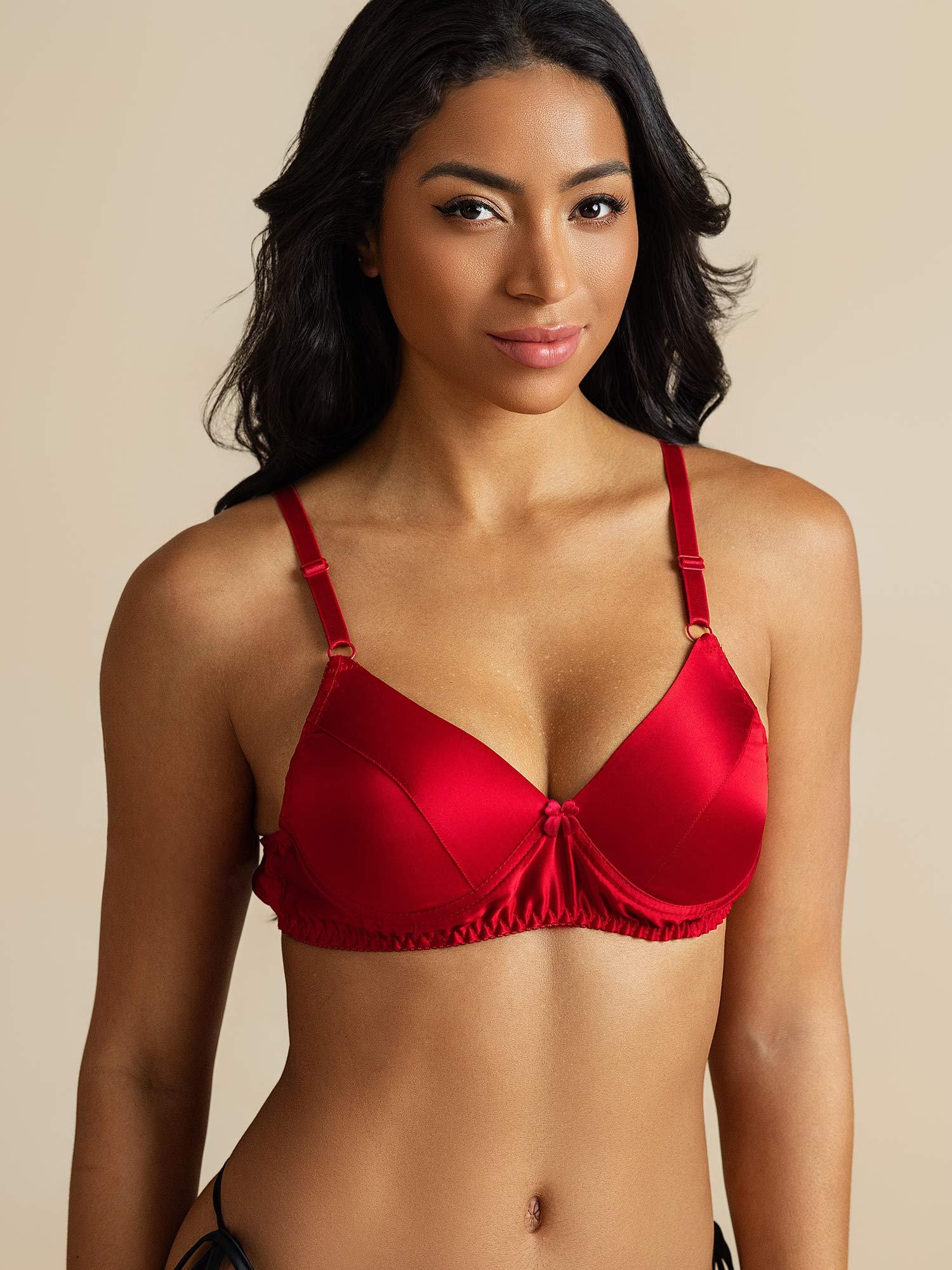 [Red] SilkSilky  Pure Silk Bra 001,