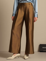 [Bronze] SilkSilky  32Momme Silk-Wool Blend Women's Pants 005