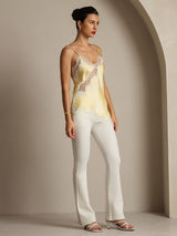 [Light Yellow] SilkSilky  Spaghetti Strap V Neck Camisole Top 009