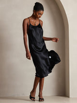 [Black] SilkSilky  Spaghetti Strap Scoop Neck Dress 006