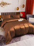 SilkSilky US 19Momme Pure Silk Bedding Set Coffee 003