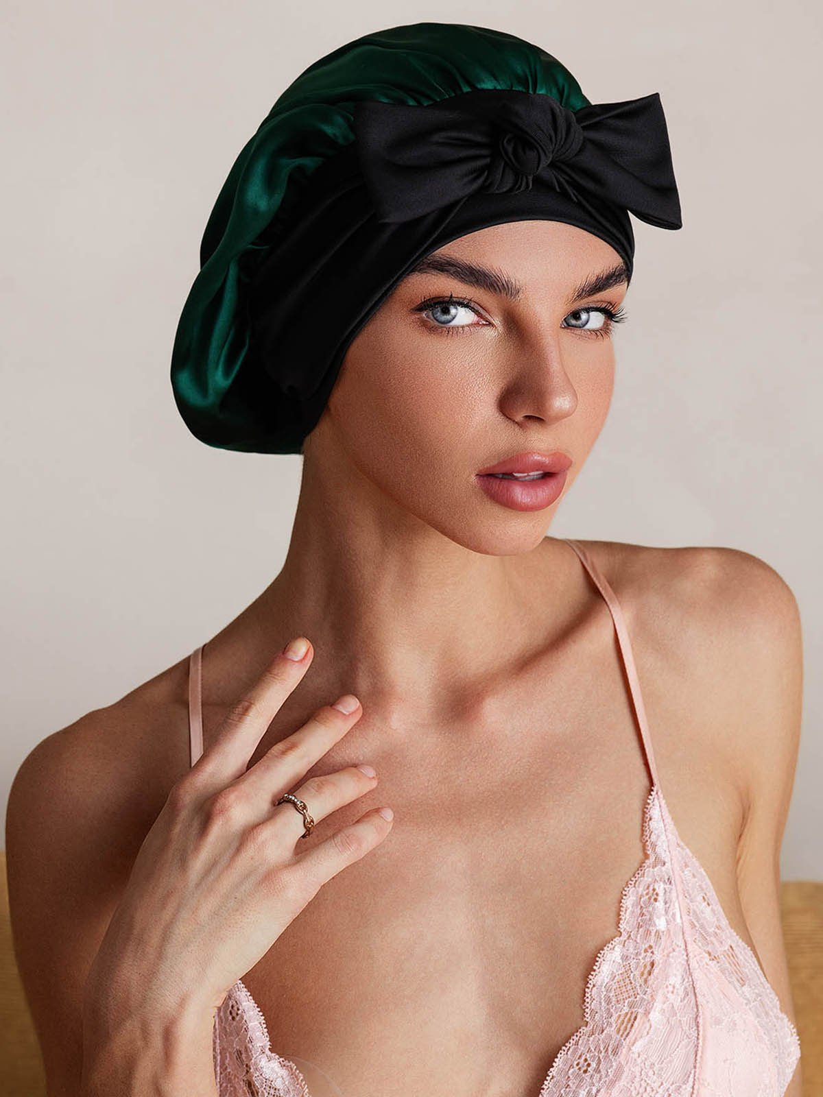 SilkSilky Pure Silk Sleep Cap DarkGreen 004