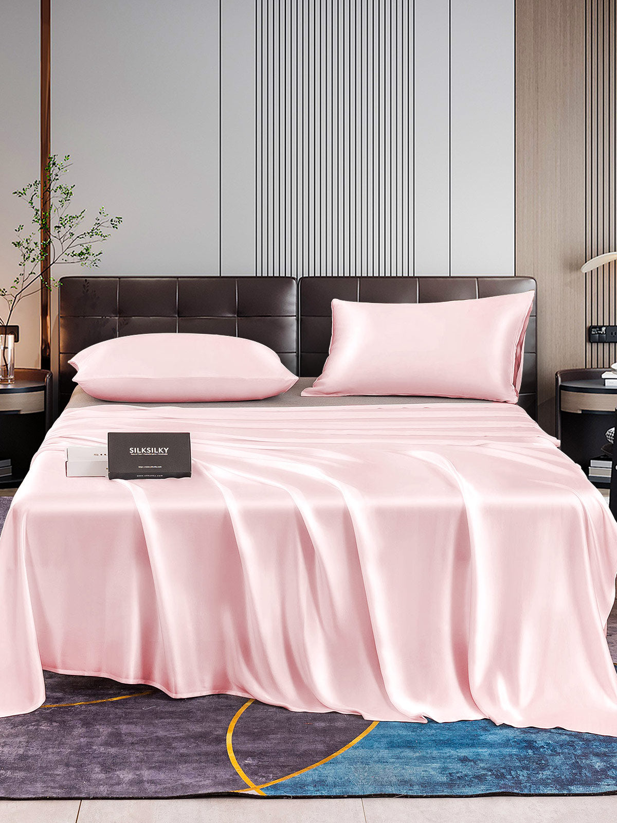 SilkSilky US 22Momme Pure Silk Bedding Set Pink 001