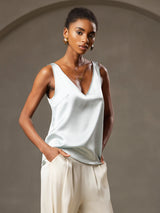 [Light Blue] SilkSilky  Sleeveless V Neck Camisole Top 005
