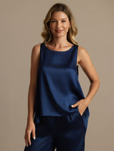 [Dark Blue] SilkSilky  Sleeveless Women's Pajamas 004