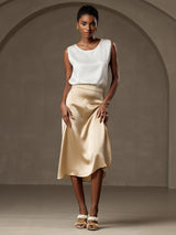 [White] SilkSilky  Sleeveless Round Neck Camisole Top 006