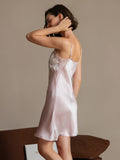 SilkSilky  Pure Silk V Neck Dress Pink 008