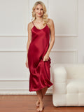 SilkSilky  Pure Silk Sleeveless Boat Neck Dress Wine 004