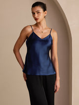 [Dark Blue] SilkSilky Spaghetti Strap V Neck Camisole Top 001
