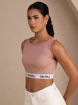 [Pink] SilkSilky  Sleeveless Crew Neck Camisole Top 005