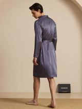 [Navy Ginkgo] SilkSilky Long Sleeve Mens Robe 002