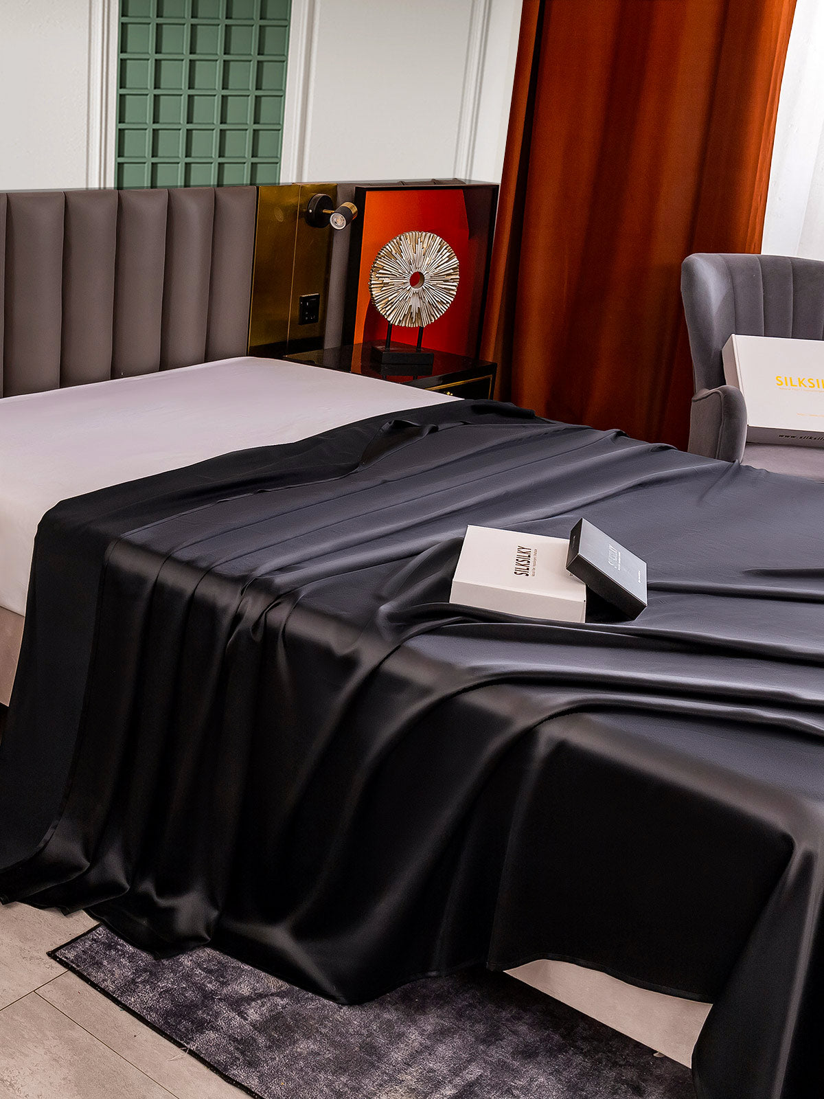 [Black] SilkSilky  25Momme Pure Silk Sheet 004