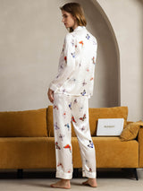[White Butterfly] SilkSilky  Pure Silk Notch Collar Women's Pajamas 002,