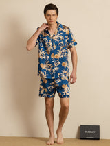 [Navy Dragon] SilkSilky  Short Sleeve Notch Collar Men's Pajamas 006