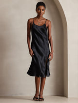 [Black] SilkSilky  Spaghetti Strap Scoop Neck Dress 005