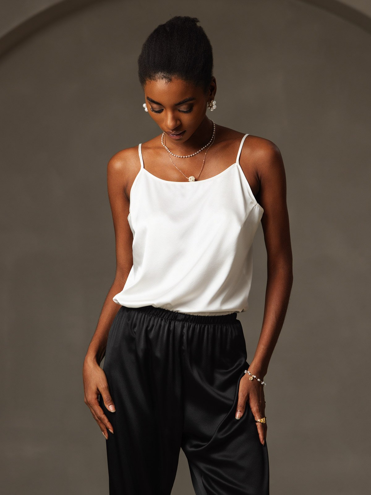 [White] SilkSilky  19Momme Silk Camisoles 005