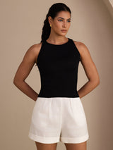 [Black] SilkSilky Sleeveless Round Neck Camisole Top 001
