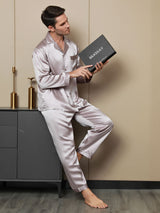[Pale Mauve] SilkSilky  Long Sleeve Notch Collar Men's Pajamas 005