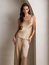 [Champagne] SilkSilky  Sleeveless Square Neck Camisole Set 003