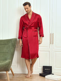 SilkSilky US Pure Silk Long Sleeve Lapel Men's Robe Wine 006