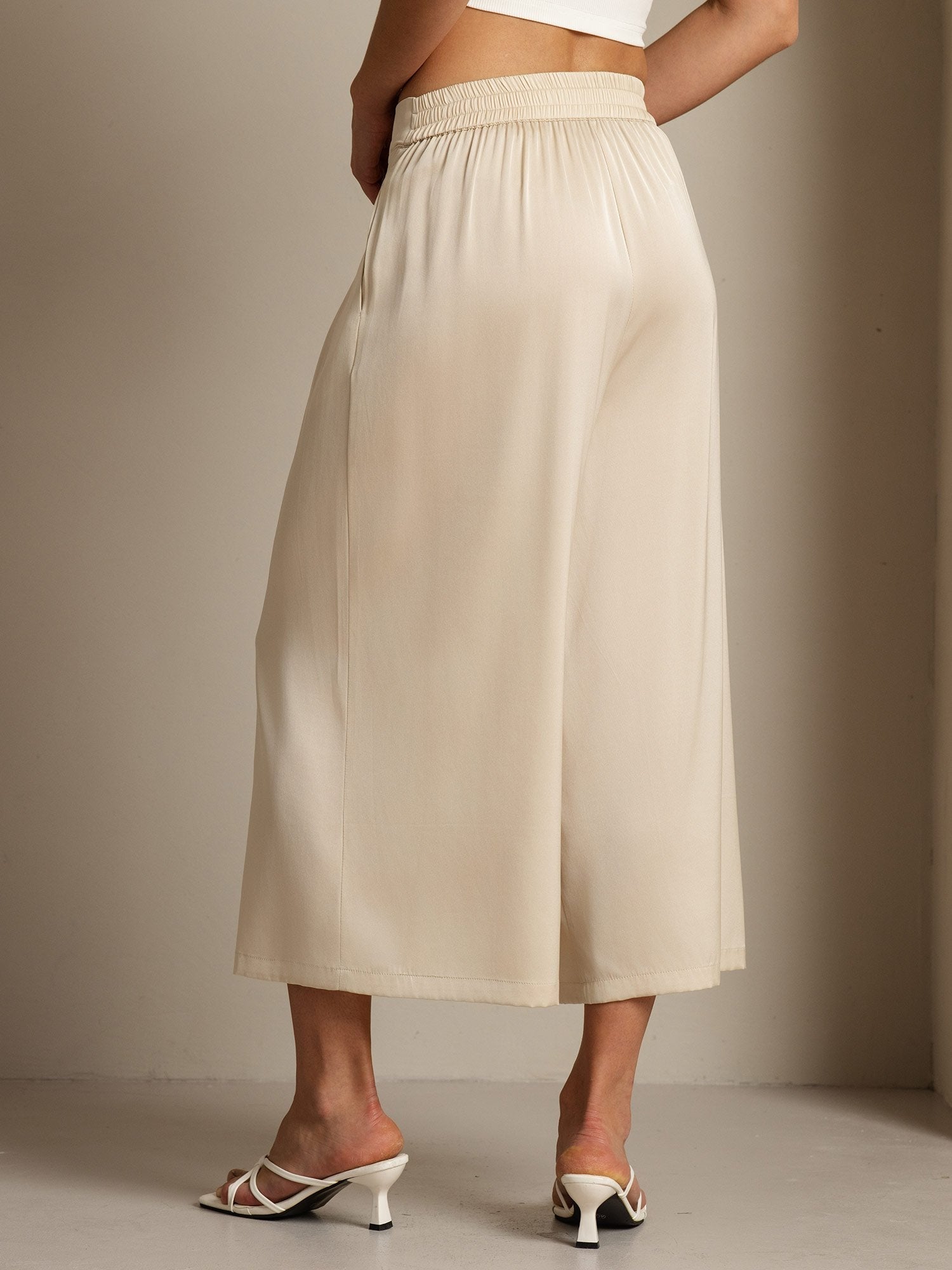 [Beige] SilkSilky 19Momme Silk Womens Pants 002