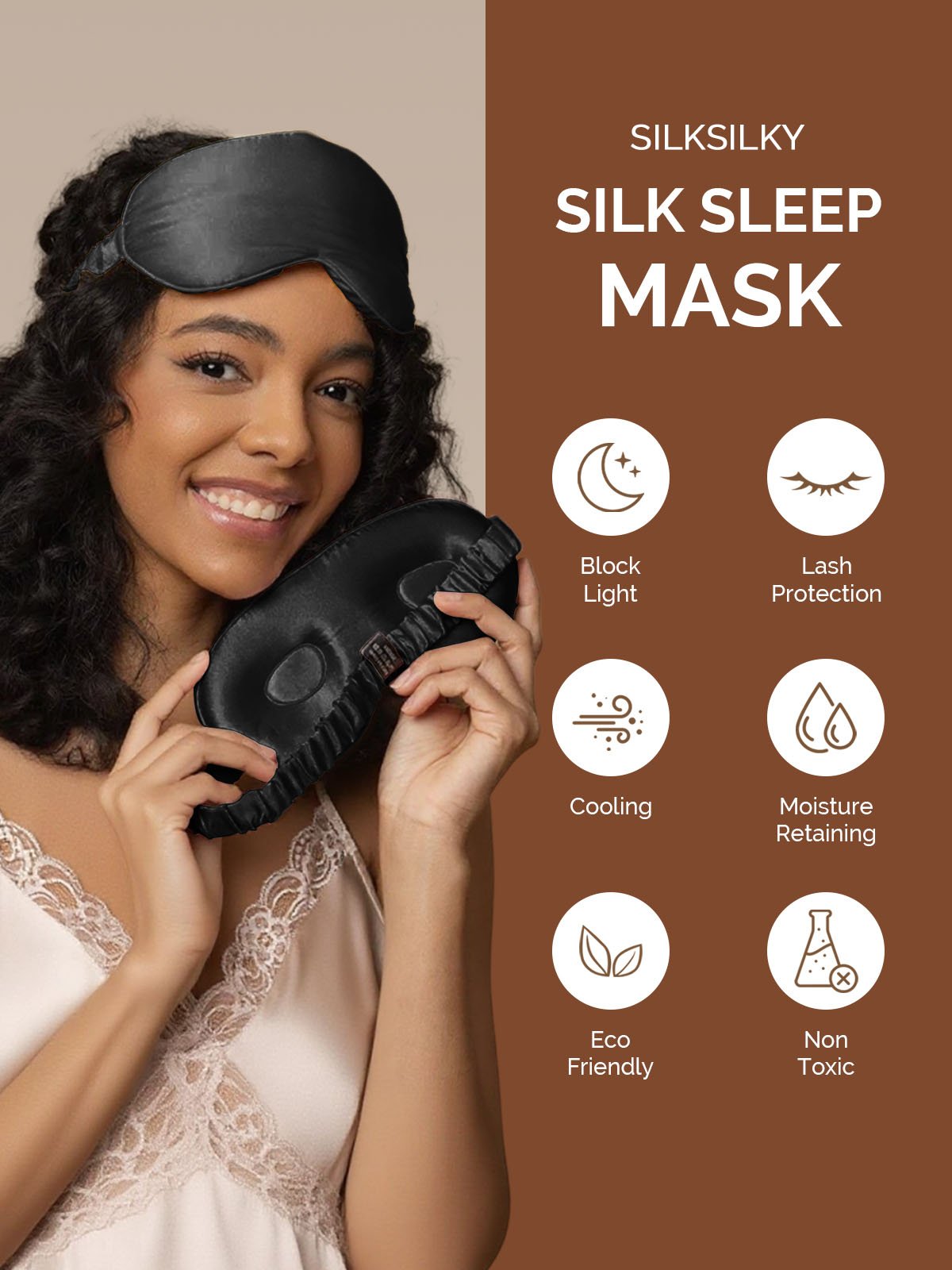 [Black] SilkSilky 22Momme Pure Silk Eye Mask 003