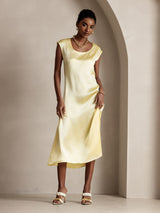[Light Yellow] SilkSilky  Cap Sleeve Dress 005