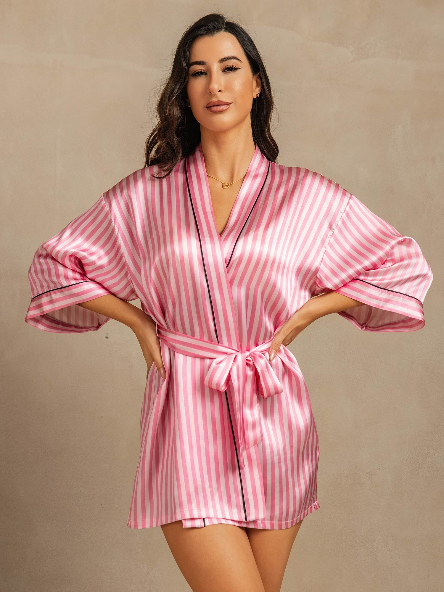 [Pink] SilkSilky Pure Silk Womens Robe 001