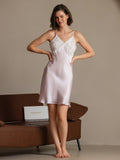 SilkSilky Pure Silk V Neck Dress Pink 005