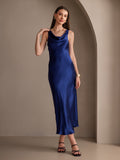 SilkSilky US Pure Silk Sleeveless Boat Neck Dress DarkBlue 006