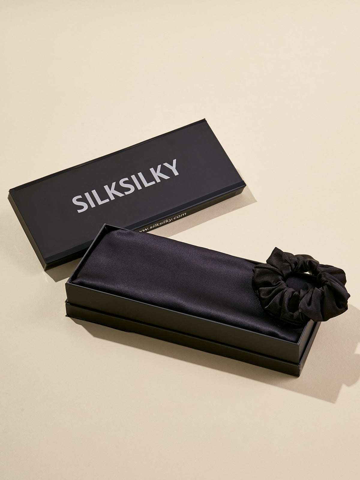 SilkSilky US Pure Silk Scarf Black 001