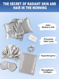 SilkSilky US 19Momme Pure Silk Pillowcase Set Silver 002