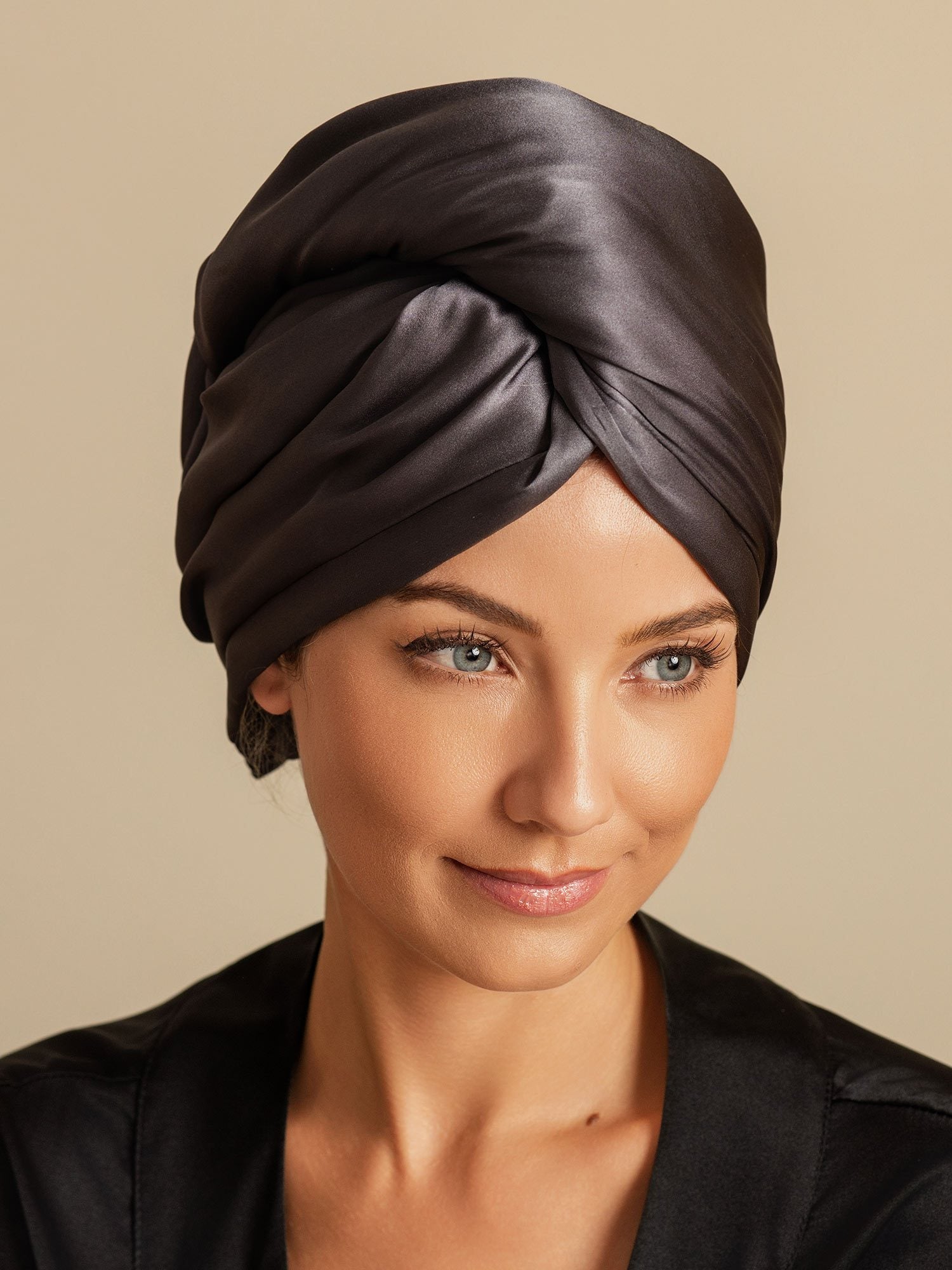 [Dark Gray] SilkSilky  Pure Silk Wrap Hair Towel Wrap 003,