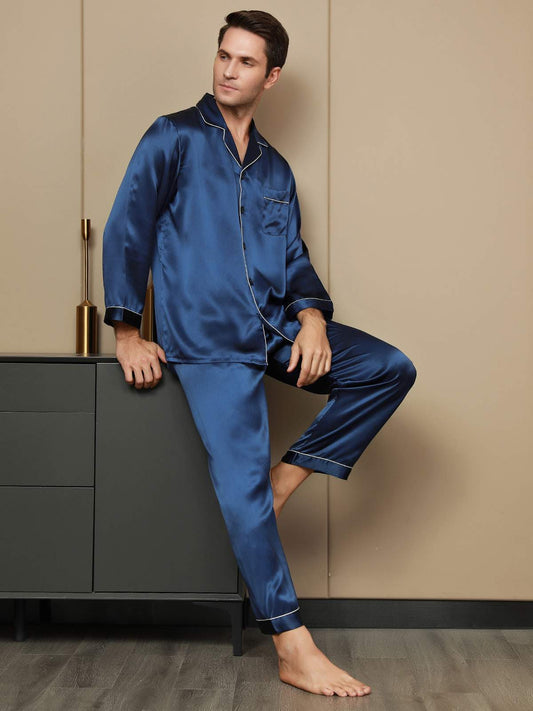 Women's Long Sleeve Pure Silk Pajamas Set – CA-SILKSILKY