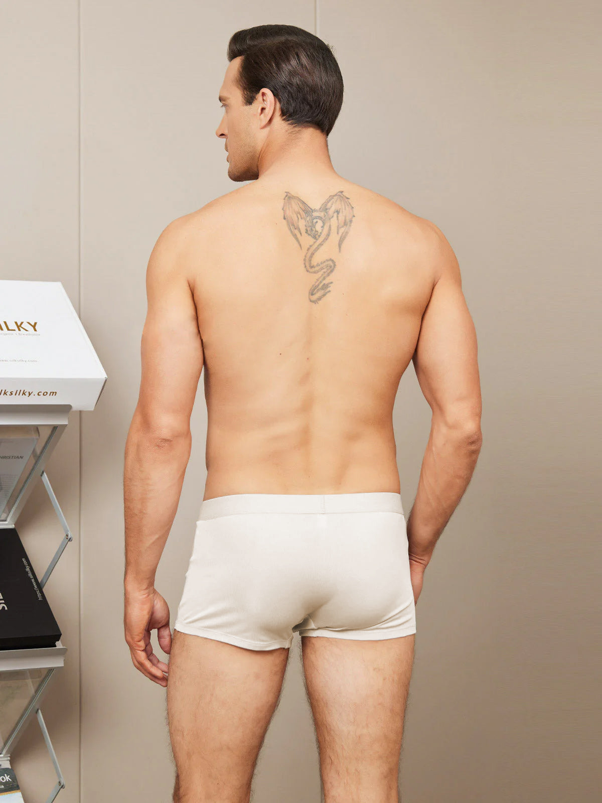 [Beige] SilkSilky  Pure Silk Mens Underwear 002