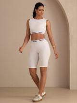 [White] SilkSilky  Sleeveless Crew Neck Women's Outfit Sets 007