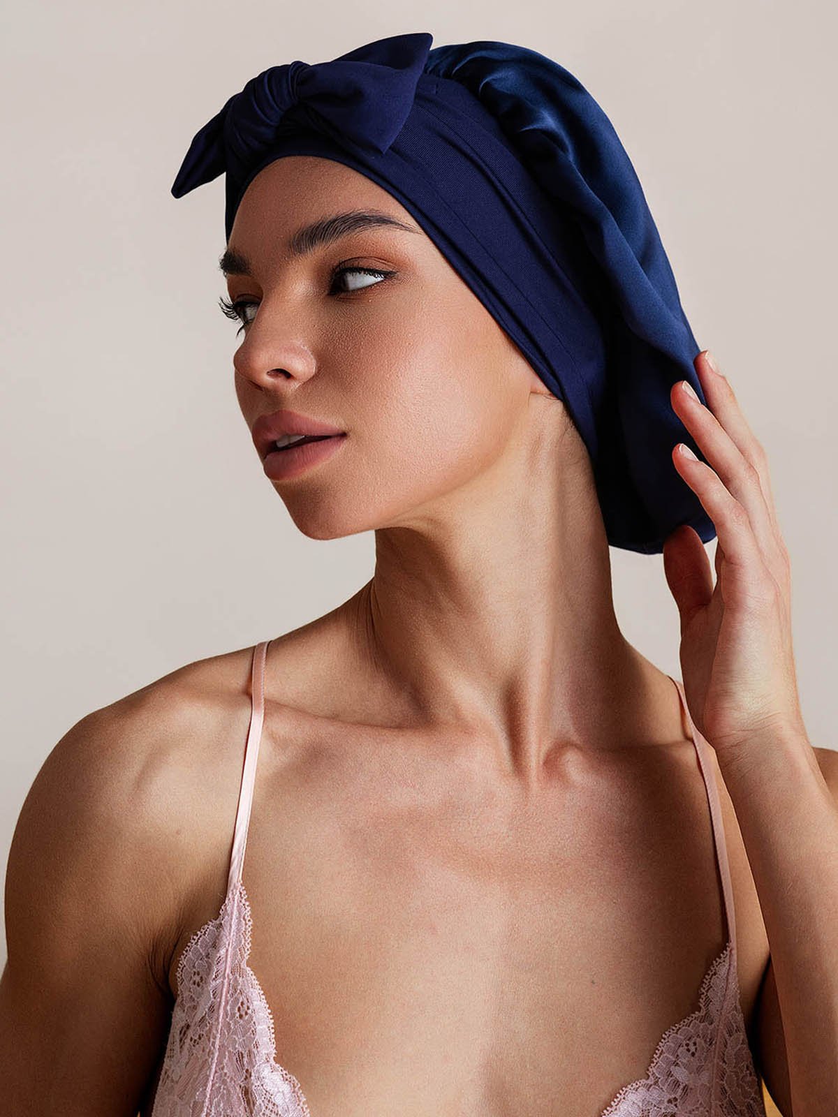 SilkSilky Pure Silk Sleep Cap DarkBlue 002