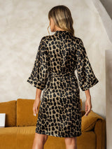 [Leopard] SilkSilky  3/4 Sleeve Women's Robe 002