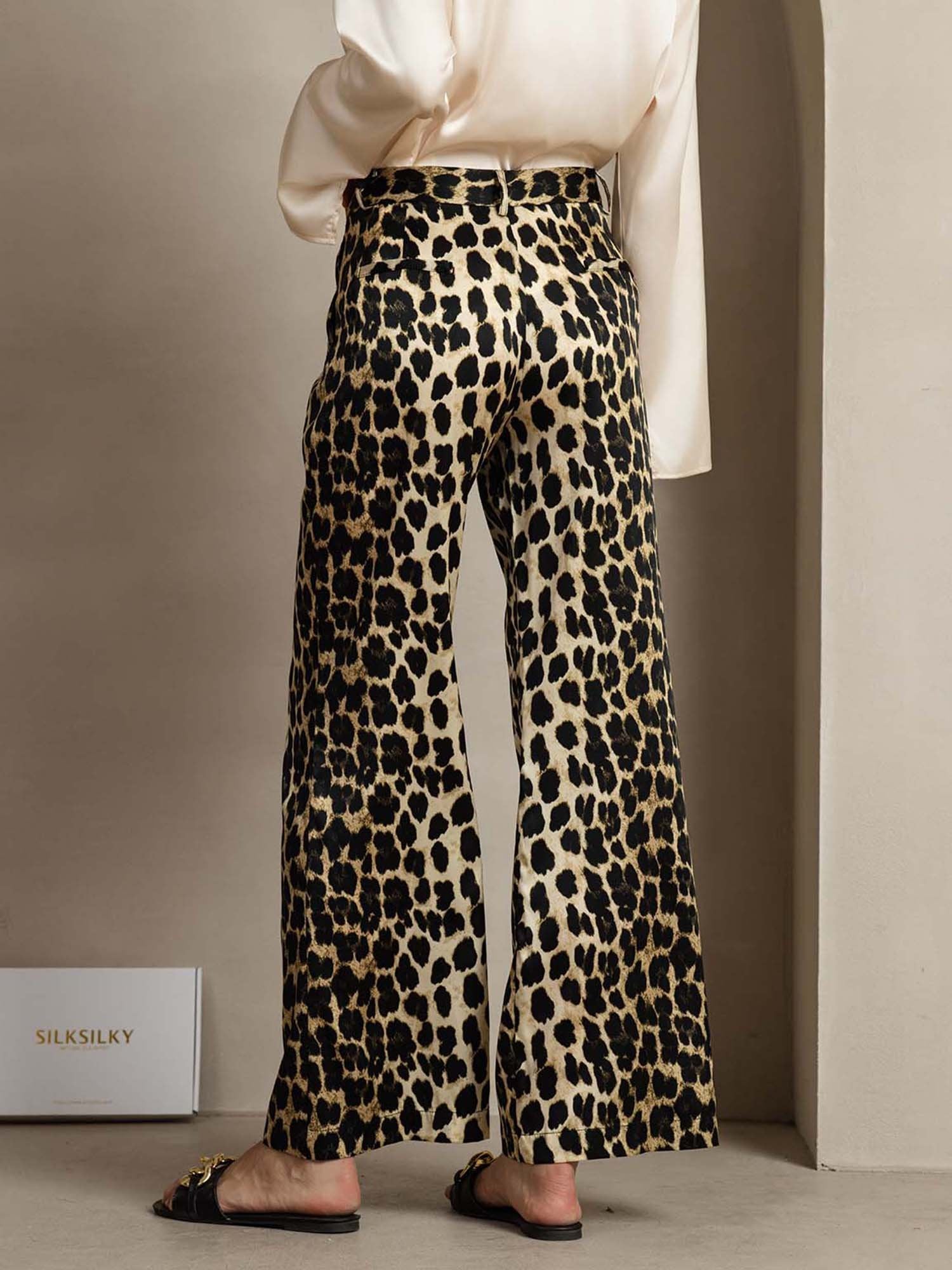 [Leopard] SilkSilky 19Momme Silk Womens Pants 002