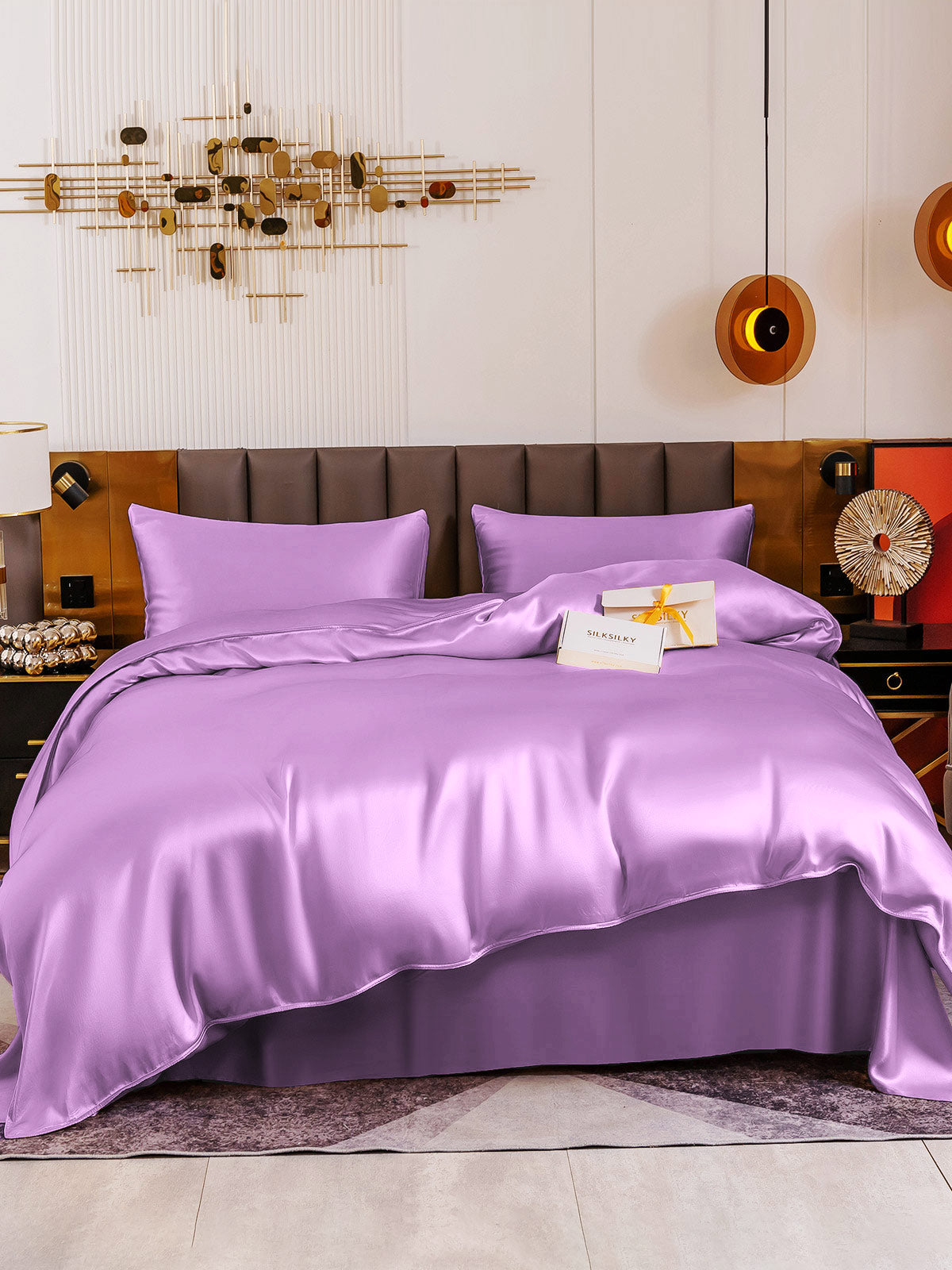 SilkSilky US 19Momme Pure Silk Bedding Set Lavender 002