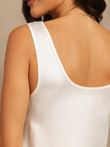 [White] SilkSilky  Sleeveless Scoop Neck Women's Pajamas 004
