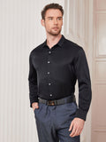 SilkSilky US Silk Blend Long Sleeve Collar Men's Shirt Black 003