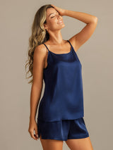 [Dark Blue] SilkSilky  Spaghetti Strap Scoop Neck Camisole Set 008